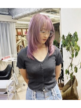 チェレ ブラン 堺東店(Chere brun) パープルカラー×ハイレイヤーミディ×デザインカラー