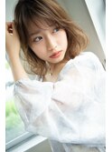 癒しのエアリーボブ×ミルキーベージュカラー