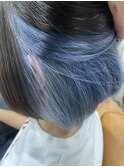 20代30代40代　青髪インナーカラー[ブルーグレージュ]