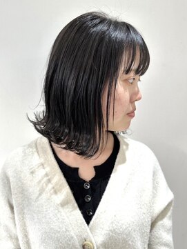 フォーク FOLK 【FOLK】地毛風ブルーブラック☆似合わせ外ハネミディアムボブ♪