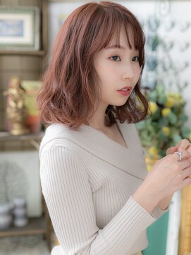 カバーヘア イヴ 戸頭店(COVER HAIR EVE) 大人かわいいミルクティーピンクボブパーマc5戸頭20代30代40代