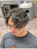 ツイストスパイラルパーマツーブロック束感色気メンズカットY