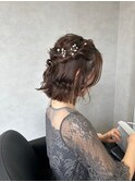 ゆるふわぱつっとボブ編み込みヘアアレンジ ブライダル お呼ばれ