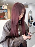 ロング/ワインレッド/エクステ/シールエクステ/暖色系