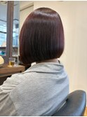 くすみレッドボブスタイル