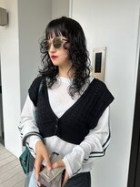 ロングウルフパーマウェーブミディアムレイヤーパーマ