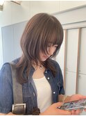 ハッシュカット/ハイレイヤー/レイヤーロング/オリーブベージュ