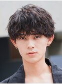 渋谷シャドウパーマメンズカット波巻きパーマラウンドマッシュ