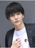 メンズラウンドマッシュショート毛流れサイドパートビジネス