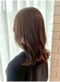 ミディアム 外ハネ ショコラブラウン 艶髪 透明感 レイヤー