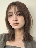 顔周りレイヤーカットくびれヘアミルクティーベージュカラー韓国