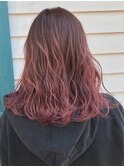 ピンクグラデーション/カールヘア