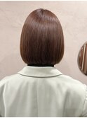 切りっぱなしボブ 暖色カラー ピンク ピンクブラウン!