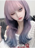 ペールラベンダー×ロングウルフ×エンドカラー【Mizuki】