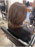 ツヤ髪スタイルニュアンスカラーショートボブセンターパート