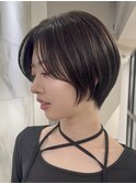 表参道切りっぱなしボブミディアムボブグレージュカラー40代50代