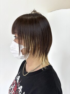 ジェムヘアスタジオ 湘南平塚南口店(Gem Hair Studio) 柔らかガーリーウルフ×インナーカラー【Gem 神原】