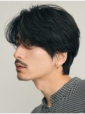渋谷フェザーパーマ毛流れヘアセンターパート大人色気ヘア30代
