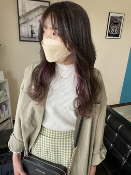 ルフテ(LOFTE) ロングヘア×ピンクイヤリングカラー☆