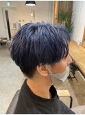 【YUKI】ネイビーブルー×センターパート
