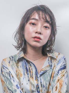 エンクス(enx) 外ハネボブルフ×ランダムパーマ×ショコラグレージュ