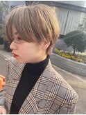 クールな耳掛けベリーショート　グレージュ