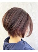 タイトな前下がりショートボブ×ピンクバイオレット♪【葛西】