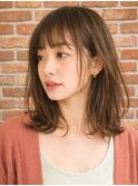大人前髪オフィスぱっつん前髪美シルエットブラウンベージュ