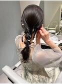 ローポニー/あみおろし/タイトアレンジ/結婚式ヘアセット
