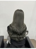 黒髪/グレーベージュ/イヤーロング/前髪パーマ/艶髪/髪質改善