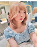 ロンド レア 天神大名店(Lond Le’a)&nbsp;小顔に見せるヘアワンレンボブウルフネビージュ黒髪カタログ