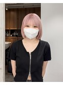 アッシュペールピンク / 切りっぱなしボブ