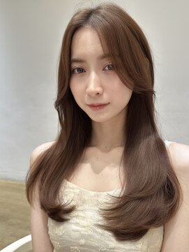 バイオレット 横浜店(Violet) 韓国ロングレイヤーカット顔まわりカットマロンベージュ