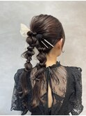 【ツインポニーテール】結婚式/銀座/ヘアセット/アレンジ