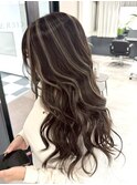 アンブレラカラーミディアムヘア50代髪型レイヤーカット