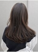 ブリーチなし切りっぱなしボブミディアムレイヤーボブ秋カラー