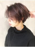 パープルシースルーボブ_外ハネボブアッシュブラウン_ba260801
