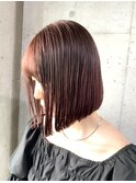 前下がりボブ×ローズピンク