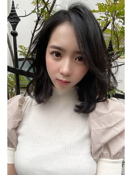 リークフー(Ree cu fuu) 大人可愛い暗髪ミディ艶カラー透明感カラー似合わせカット