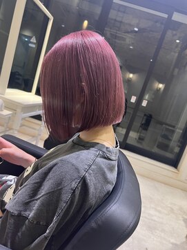 アソビセカンド 原宿(ASOBI 2nd) ぱつっとボブ　ピンクボルドー　ブリーチ1回