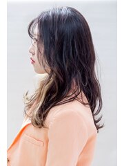 韓国/インナーカラー[切りっぱなしボブエアリーロング美髪]