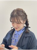 編み込みツインヘア／お呼ばれヘア