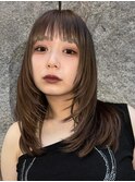 ミルクティーベージュカラーくびれヘアグレージュカラー韓国