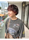 マッシュパーマショートオレンジブラウン