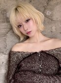 くびれボブレイヤーカットグレージュブリーチ無し