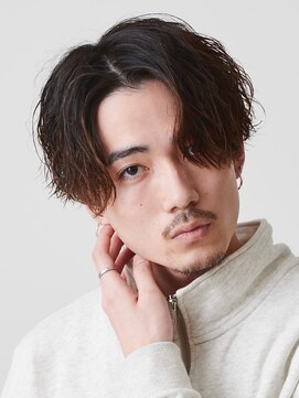 エルマーク 渋谷(L-MARK) スパイラルパーマツイストパーマアップバング短髪メッシュ