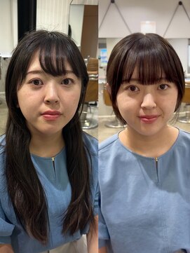 メモリーズ 表参道(Memories) 30代40代50代耳かけショートボブ前髪あり丸みショート白髪ぼかし