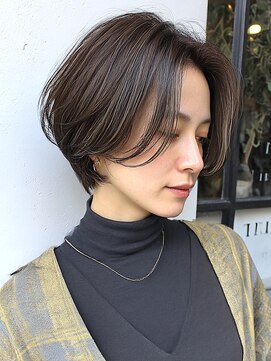 ショート ボブ センターパート 白髪ぼかし ハイライト 30代40代