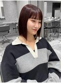 【Euphoria erina】ぱつっとラインボブ高発色ワインレッド