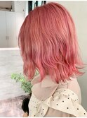 Aラインボブ ハイトーン ピンク 